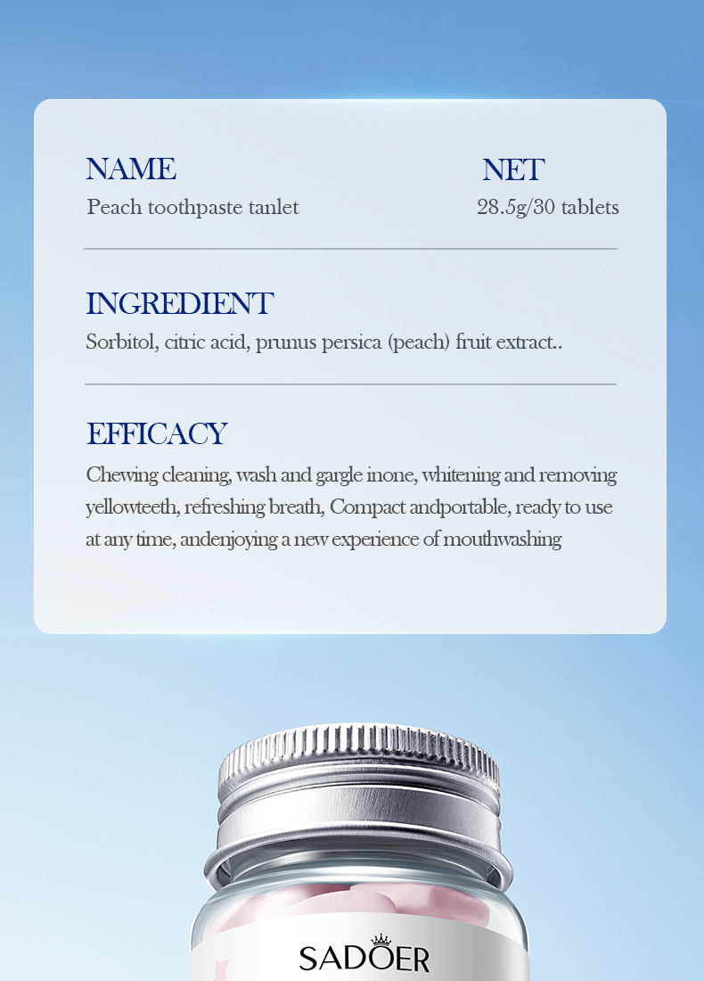 55g Weight Oral Care Products, Solid Toothpaste Personal Care Type Plastic Material Tooth stain removal Function Vocabulary Words/Name, Fruit, teeth Pattern Modern Style Style Oral Care Products Solid Toothpaste Tooth Stain Removal Vocabulary Words/Name Fruit Teeth Personal Care Bath & Shower 19