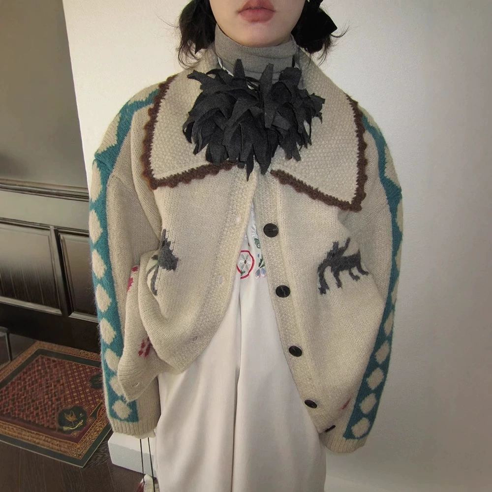 Sweater, jacket, retro cardigan, 2024 years
