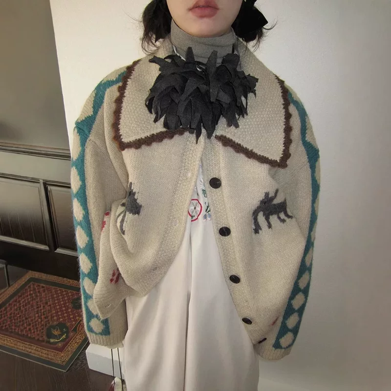 Sweater, jacket, retro cardigan, 2024 years