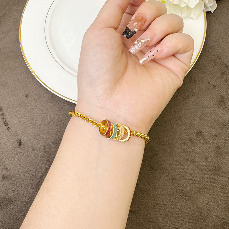 Brazalete de estilo nacional vietnamita de oro de arco iris, ruyi, joyas de mano para mujeres, diseño retro, joyas que no se desvanecen durante mucho tiempo.