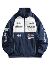 跨境机车赛车服休闲运动开衫印花立领夹克衫外套欧码外贸亚马逊3D