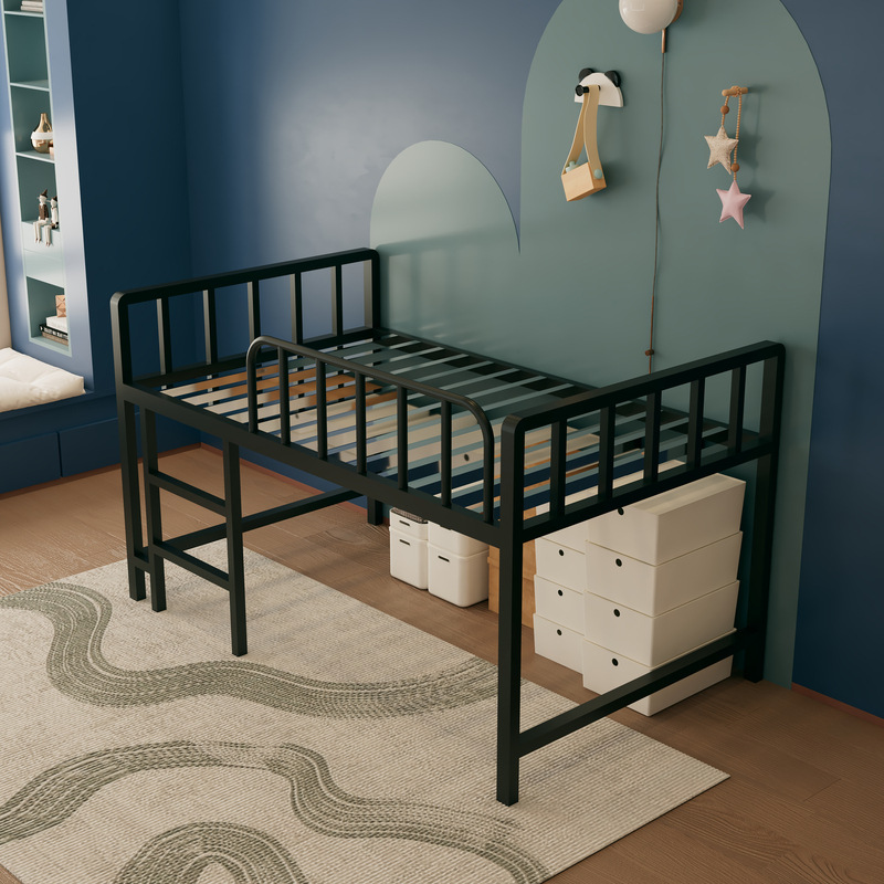 Black stainless steel half-height bed + 13 beams