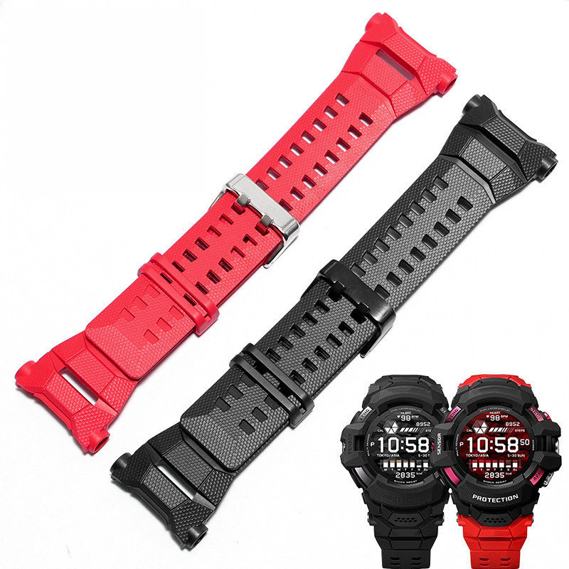 G-SHOCK silicone watch strap compatible with Casio outdoor smart GSW-H1000 series black and red replacement strap