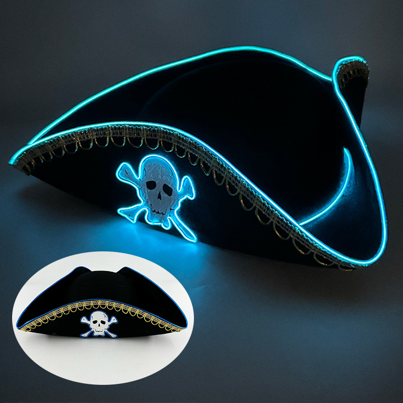 De Halloween nacarado sombrero FIESTA DE Carnaval LED inalámbrico fluorescente colorido Denim luminoso sombrero láser colorido sombrero de vaquero