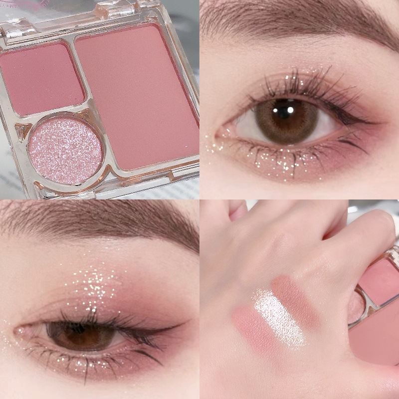 Misslara new three-color mini eye shadow plate matte pearlescent easy vignetting eye shadow plate gray pink delicate makeup