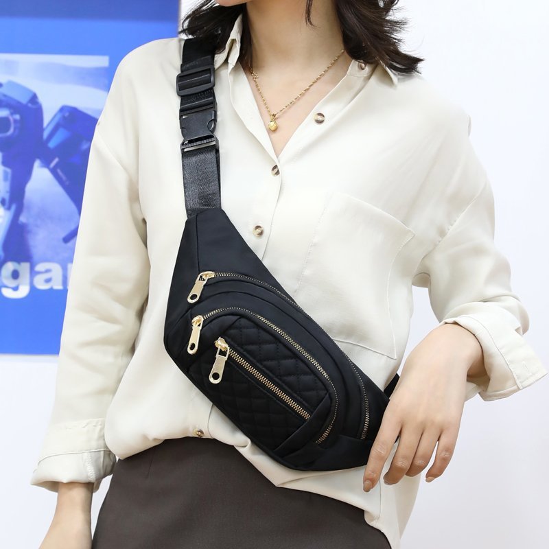 Bolso pequeño de la cintura del hilo del bordado del diamante bolso pequeño del ocio deportivo ligero de los hombres y de las mujeres 2021 nuevo bolso impermeable del pecho del paño de Oxford
