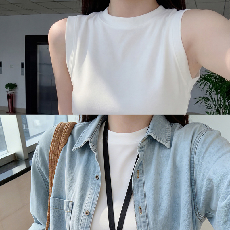 Black Sleeveless Top for Women, Summer Outerwear, 2026 New Style, Super Popular Tank Top, Knitted Camisole