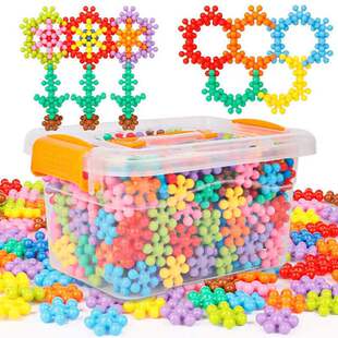 3D Three-dimensional Rotatable Plum Blossom Building Blocks Children's Fun Assembling Snowflake Pieces Kindergarten Enlightenment Early Education DIY