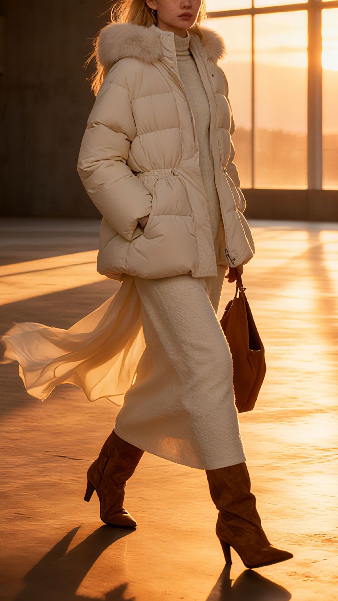 New Simple Drawstring Duck Hooded Winter Coat With Fur Collar Thickened Slimming Down Jacket_voghion.com