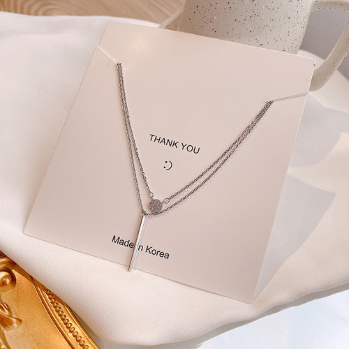 European and American retro double-layer necklace women's niche design light luxury stacked pendant ins cold style titanium steel clavicle chain