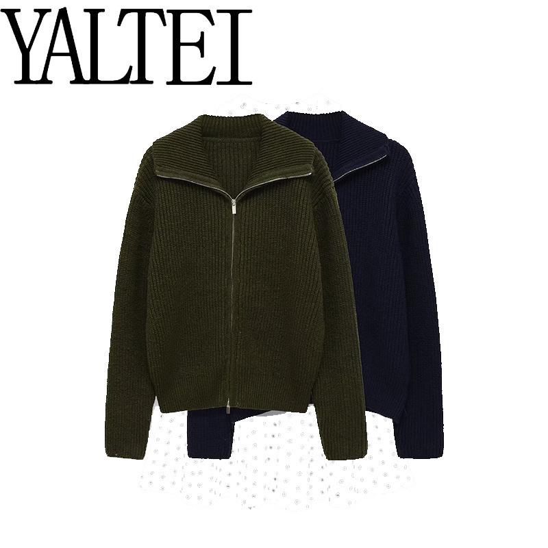 Yaltei Cross-Border Aliexpress Ins European and American Export Women's Clothing Popular Asos Zipper Jacket Knitwear Knitwear