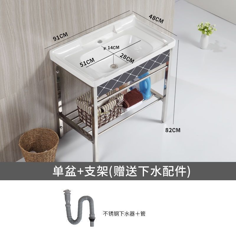 セラミック洗面台 床置き型 小型 簡易柱洗面台 賃貸住宅 浴室トイレ一体型洗面台|undefined