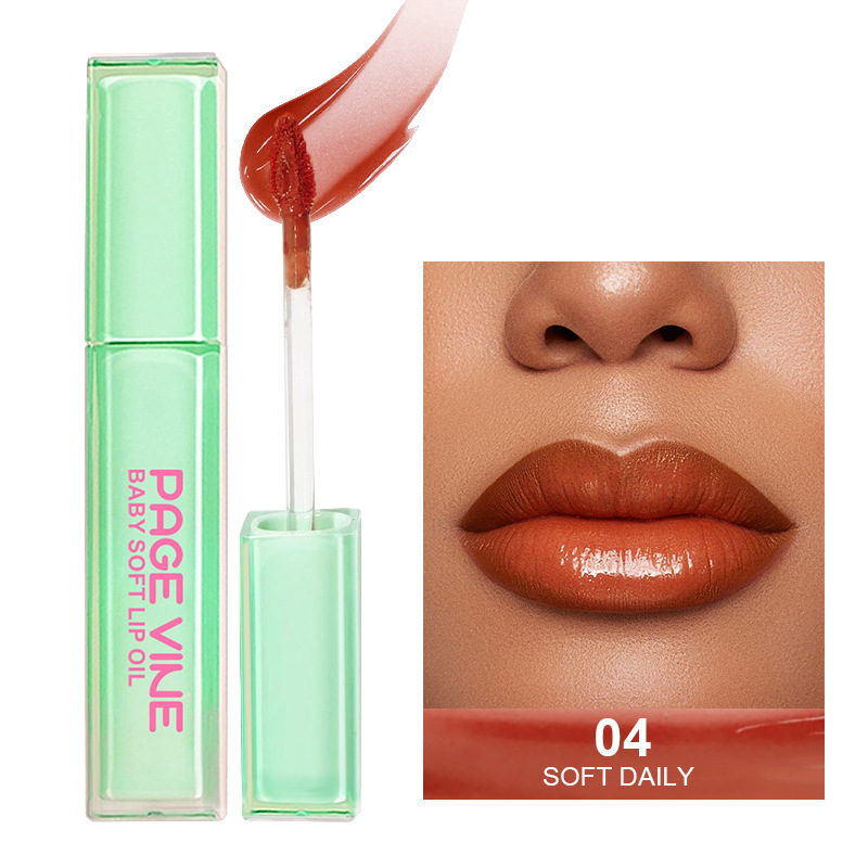 PÁGINA transfronteriza menta verde tubo cuadrado esmalte de labios Dudu lápiz labial espejo brillo de labios color fácil de colorear comercio exterior duradero
