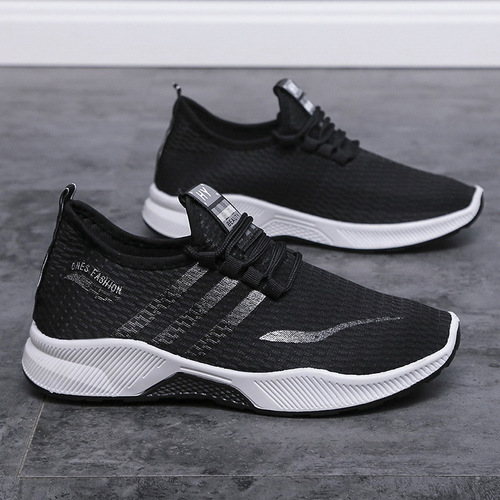Sports shoes for men spring and autumn lightweight 2024 new breathable soft sole trendy men's shoes fashionable casual mesh shoes wholesale