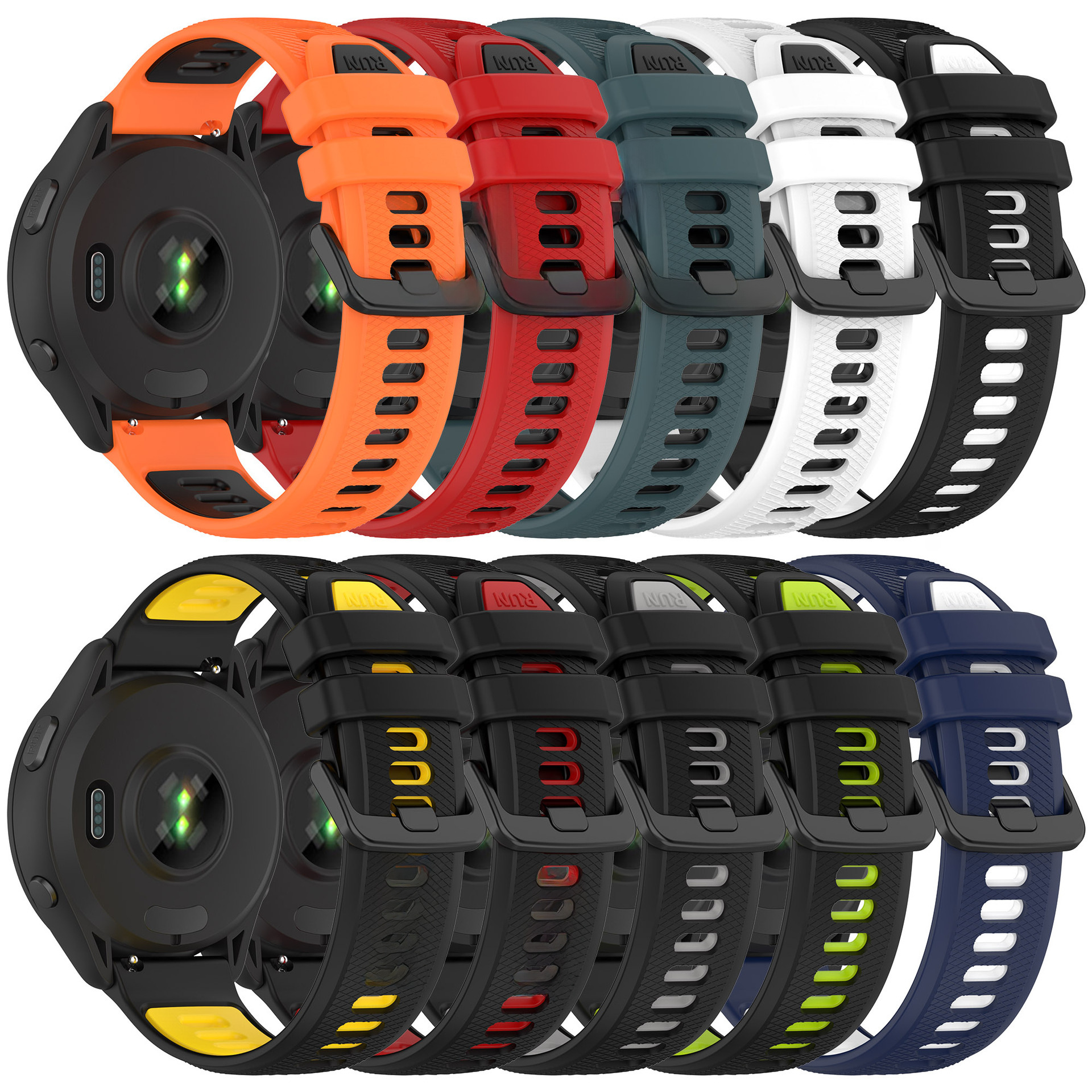 適用佳明Forerunner265硅膠錶帶265S/venu3雙色腕帶vivoactive5