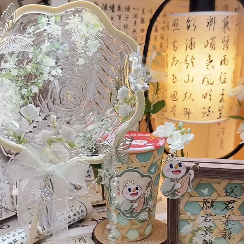 中国風の丸扇子、古代風の波紋扇子、DIY自家製素材パッケージ、コミュニティチームビルディング活動、クリエイティブなウォームアップギフト|undefined