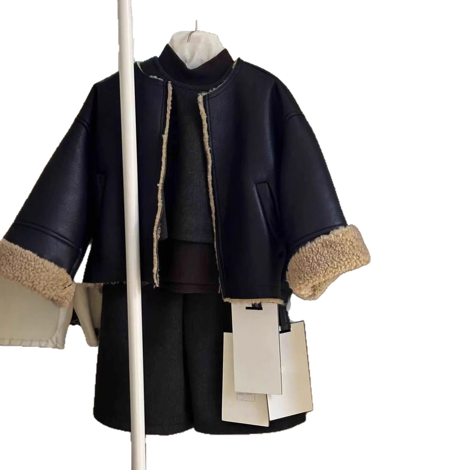 Chaqueta de niñas para niños primavera y otoño 2025 nuevo bebé femenino enorme hermoso negro chaqueta de vestir