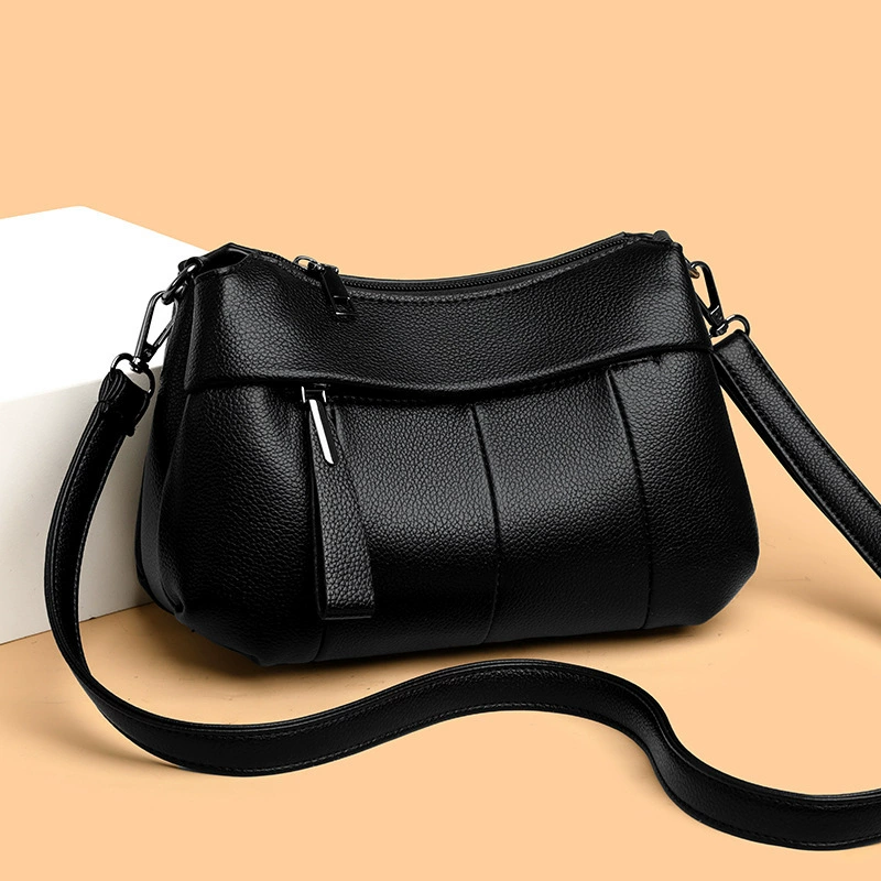 Мягкая кожаная сумка для мамы среднего возраста женская сумка через плечо дамы новый атмосферный весенний дамы новая маленькая сумка