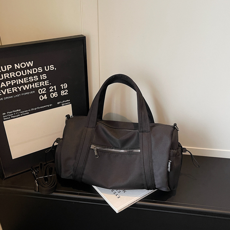Niche Nylon Lightweight Large Capacity Casual Korean Style Gym Bag Travel Boston Zipper Shoulder Tote Bag - Thumbnail 6