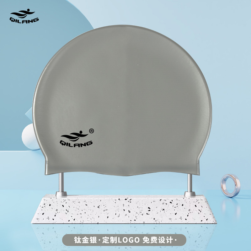 Gorro de baño de silicona para adultos al por mayor grueso 55g niños y niñas impermeable color sólido logotipo impreso gorro de baño fábrica recto