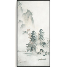 玄关装饰画新中式入户门厅挂画中国风走廊过道背景墙画国画水墨画