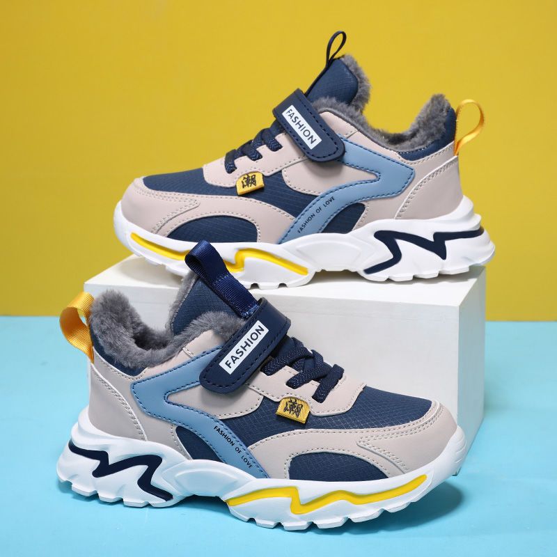 8938 Zapatos de algodón con forro polar azul oscuro