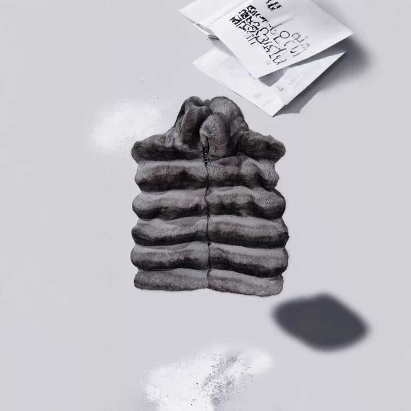Новый короткий меховой жилет для детей из имитации меха рекс- кролика синего, фиолетового и голубого, стойка воротника, зимний тёплый меховой комбинезон