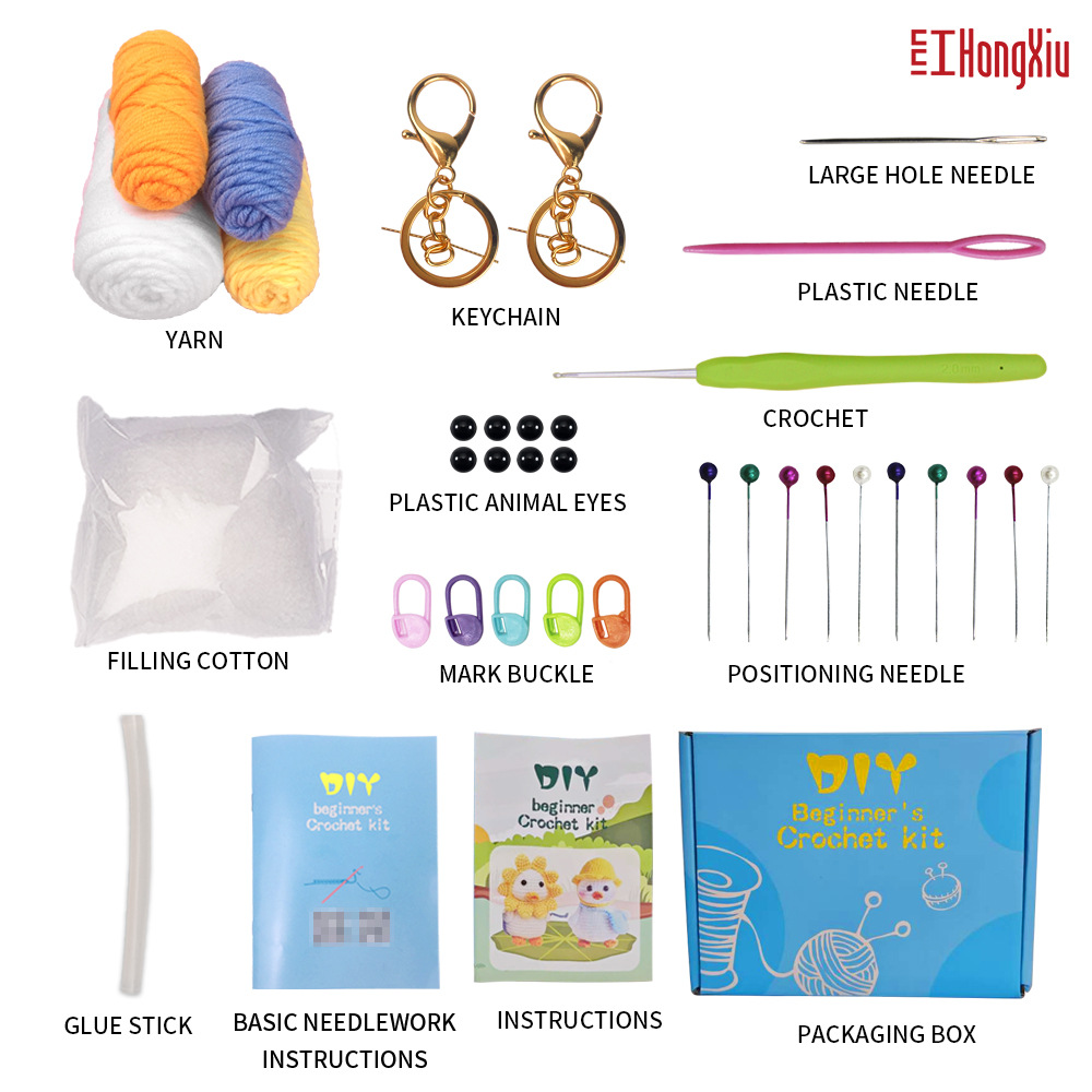 Bordado rojo Amazon nuevo transfronterizo hecho a mano crochet muñeca Inglés colgante DIY lana paquete de material de pato