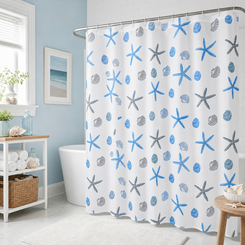 Amazon Peva Starfish Shell Shower Curtain Thickeneded Punch-Free Printed Shower Curtain Waterproof and Mildew-Proof Bathroom Partition Curtain Amazon Peva Starfish Shell Shower Curtain Thickeneded Punch-Free Printed Shower Curtain Waterproof and Mildew-Proof Bathroom Partition Curtain