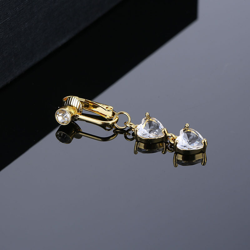 Sexy Heart Shape Copper Plating Zircon Belly Ring