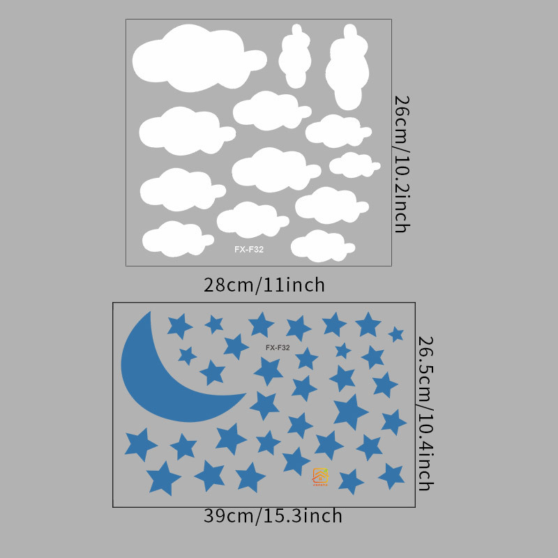 Cartoon Moon Clouds Stars Wall Stickers Wholesale display picture 12