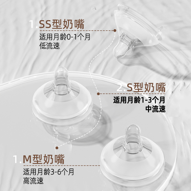 新生児底部排気ガラスボトル抗疝痛哺乳瓶模造母乳飲料水とミルク 0-6 ヶ月|undefined