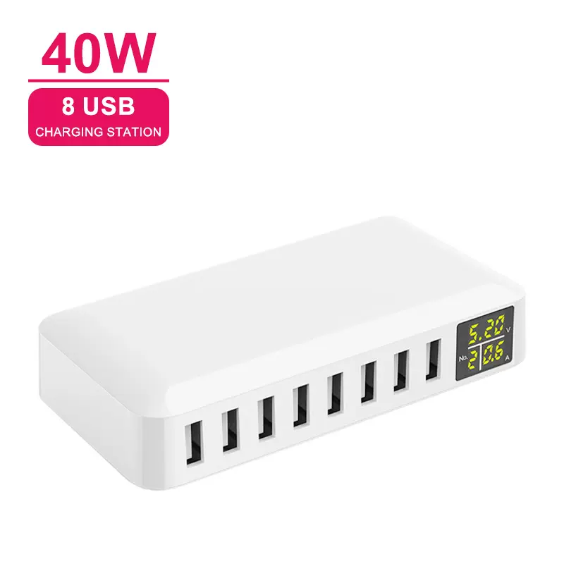工厂直销usb多口充电器8口桌面充智能数显 CE ROHS PSE认证快充