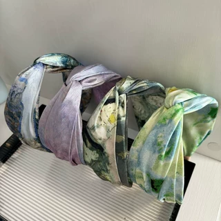 2025轻奢夏季新款森系发饰渐变色晕染扎染发箍高级感印花压发头箍