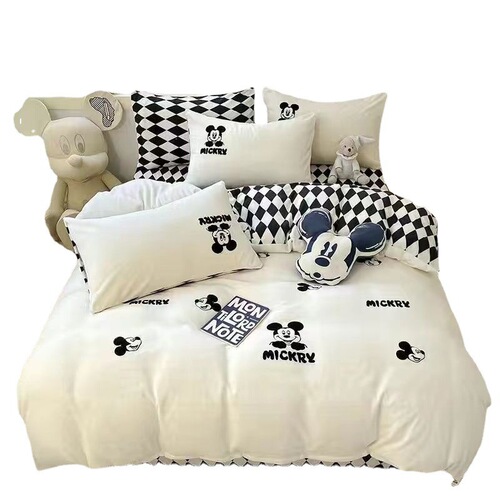 The Antarctic People four-piece set of washed cotton bed sheets and duvet cover bedding set for student dorms, three-piece set of all-season duvet cover