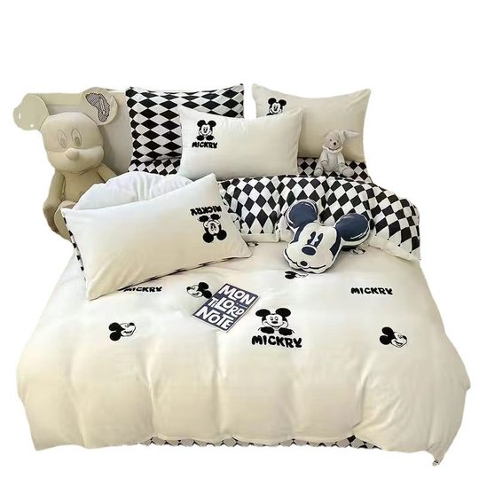 Nanjiren ins Four-piece Set Washed Cotton Bed Sheet Quilt Cover Bedding Student Dormitory Three-piece Set All-season Quilt Cover