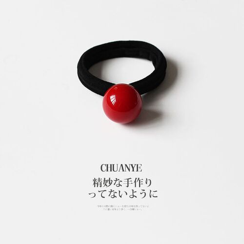Red Rubber Hair Tie Headband for Women with Japanese and Korean Style, Durable and High-Elasticity, Simple Hairband for Tying Hair
