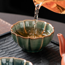 功夫喝茶茶杯哥窑冰裂纹品茗杯大容量个人主人杯单杯茶碗茶盏家用