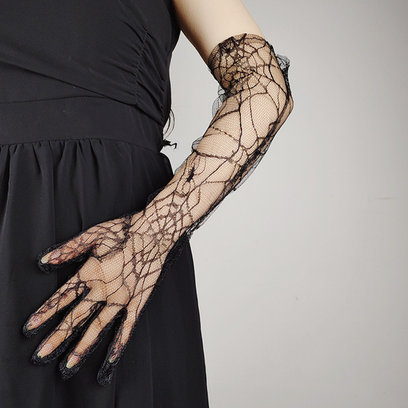 Halloween Spider Web Lace Gloves Masquerade Costume Accessories display picture 2