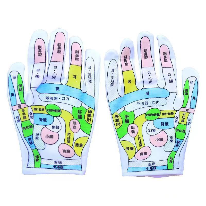 Guantes de acupuntura chinos área refleja masaje de manos terapia de mano Meridiana Diagrama de cultura Medicina Tradicional China acondicionamiento para hombres y mujeres