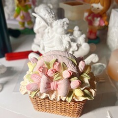 億興diy鬱金香花籃收納盒石膏模具情人節花朵飾品首飾盒硅膠模具