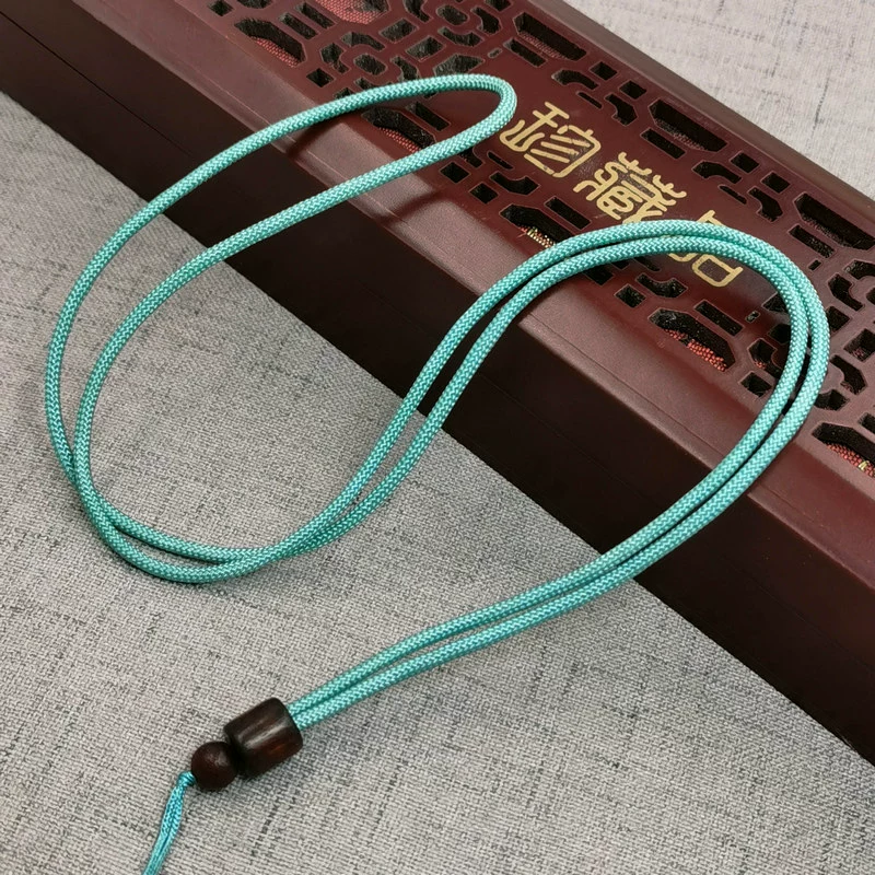 Necklace cord, pendant, emerald woven strap wax agate, sweater