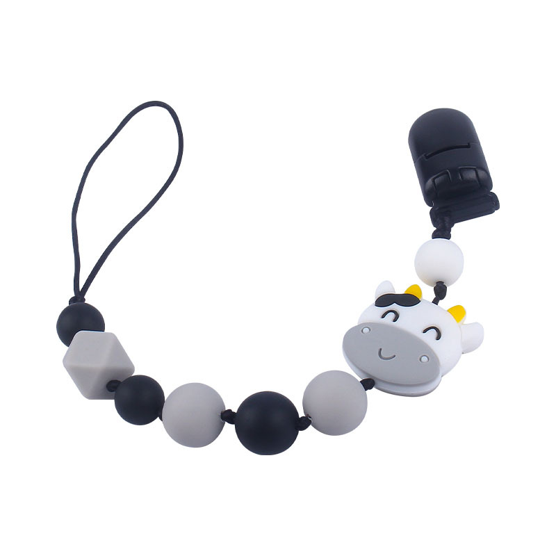 Suministros para bebés de silicona vaca chupete cadena bebé mordedor palo cadena anti-caída Amazon nueva cadena anti-perdida