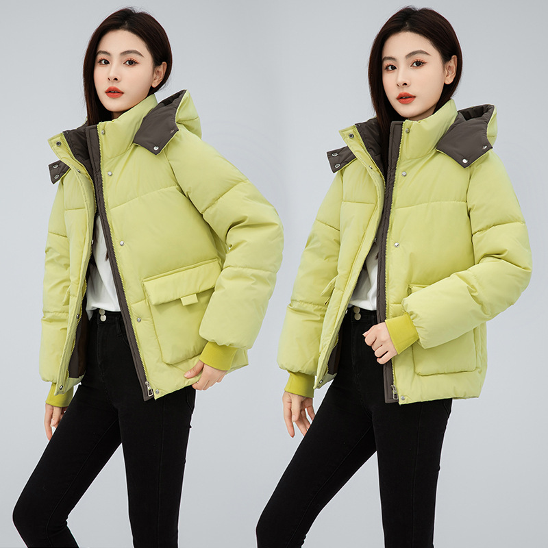 Down cotton-padded jacket women's short 2024 winter new Korean version loose thick warm cotton-padded coat hooded coat cotton-padded jacket tide Down cotton-padded jacket women's short 2024 winter new Korean version loose thick warm cotton-padded coat hooded coat cotton-padded jacket tide