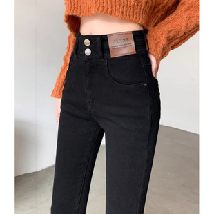 Black Skinny Jeans Women's Trendy All-match Korean-style High Waist Stretch Slim-fit Slimming Tight Pencil Pants
