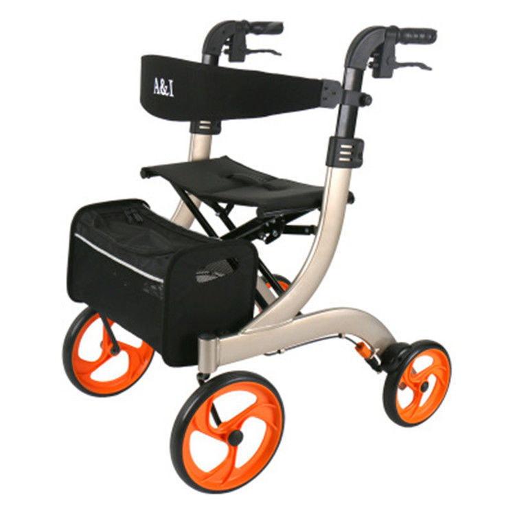 for export four-wheel shopping cart， hand push foldable walking aid shopping cart for the elderly travel supplies lightweight and easy to use