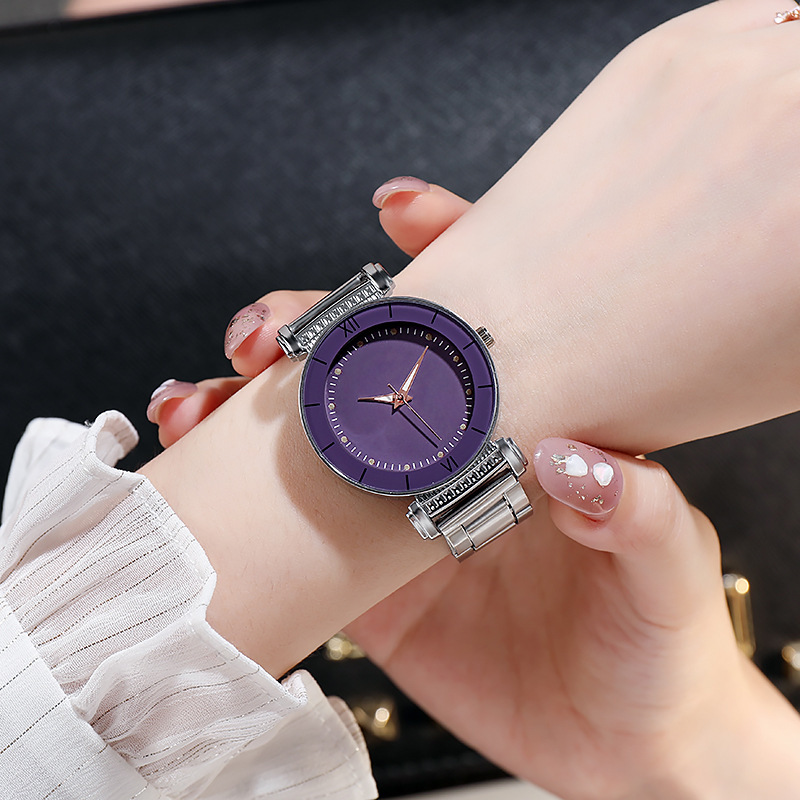 Women's Quartz Watch Steel Strap With Night Glow Luminous Hands_voghion.com
