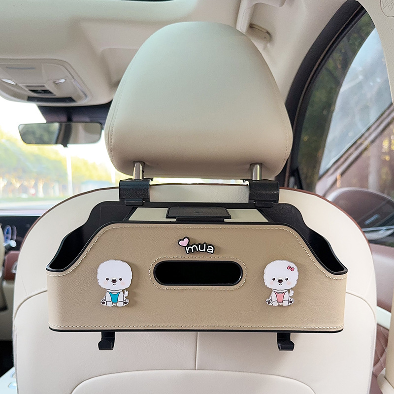 Car storage bag/box, Qìchē Seat Back Multi-function Storage - beige-teddy-dog-multi-function-seat-back-storage-box