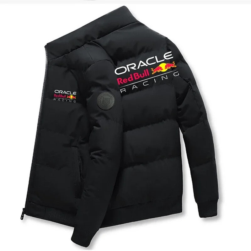 Red Bull 2025 New Thick Jacket, Warm Cotton-Padded Jacket, Winter Casual Sports down Jacket, Stand Collar Windproof Clip