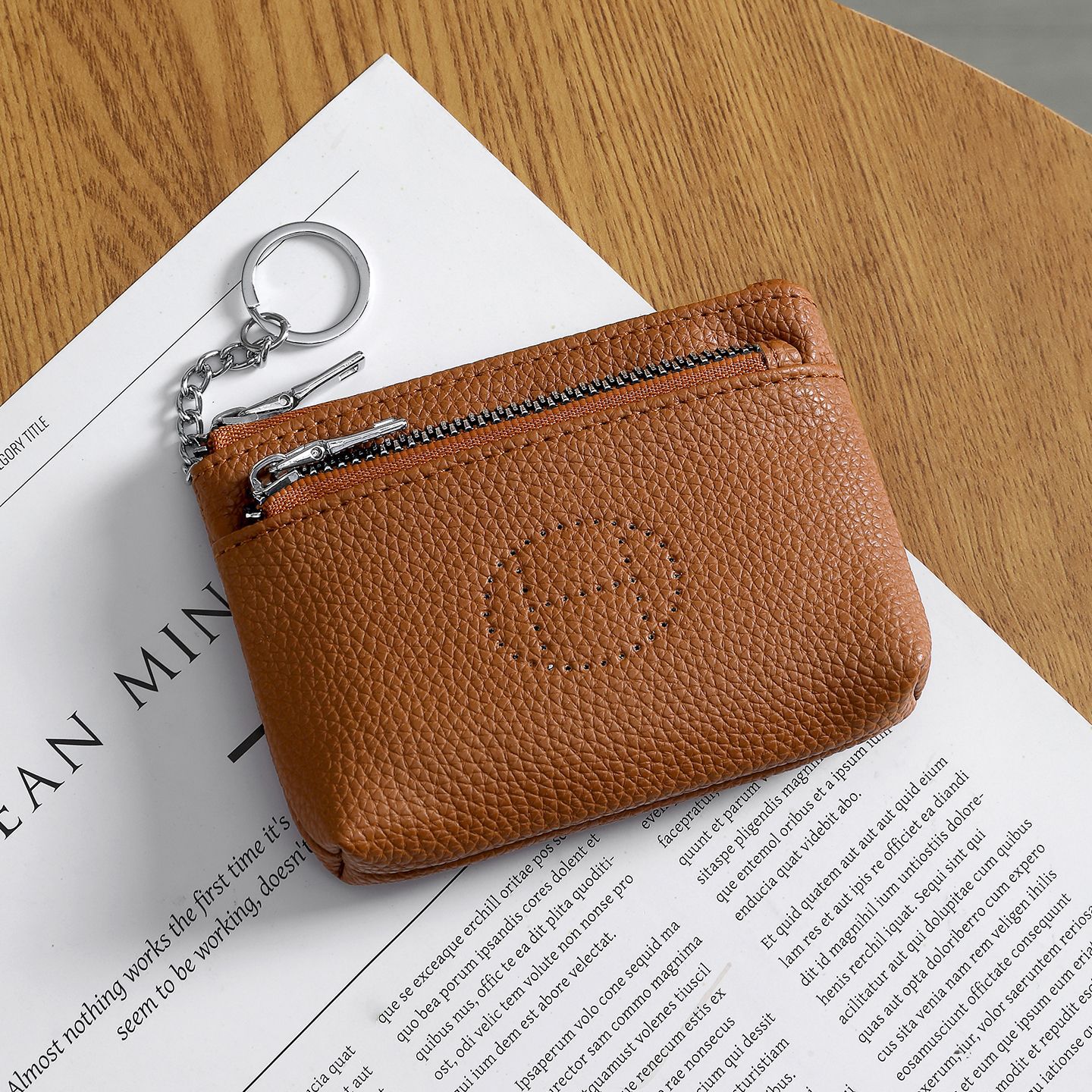 Nueva bolsa de cambio de cuero suave para mujeres, cuero suave de alta calidad, doble cremallera, llave de gran capacidad, bolsa pequeña para mujeres